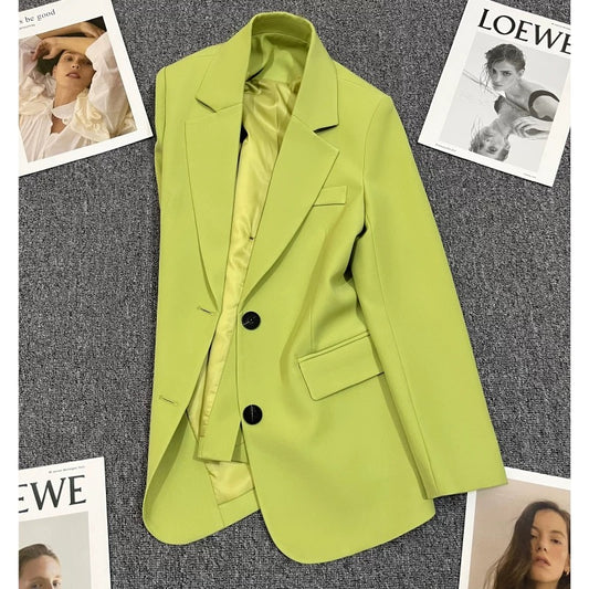 Green grass green suit jacket female 2022 autumn new design Korean version casual fried street trend all-match suit 1745