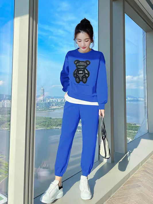 Early autumn Klein blue sweater suit women's 2022 new women's autumn high-end fashion early autumn two-piece suit 1663