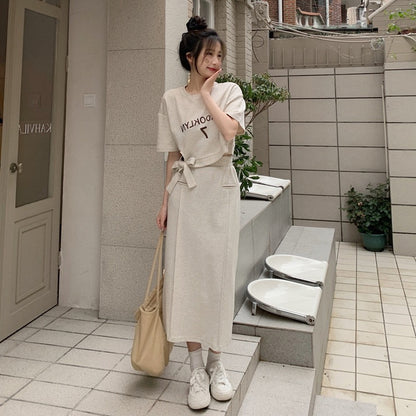 Summer women's clothing 2023 slightly fat and thin tea-style wear lively age-reducing salt-style light mature dress two-piece suit