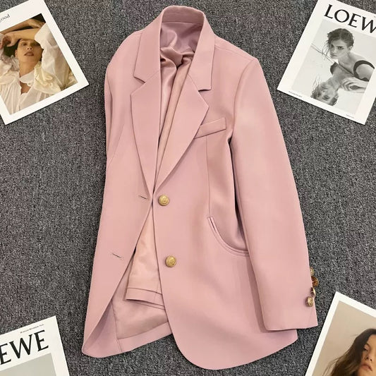 Nude pink suit jacket women's autumn 2022 new high-end Korean version casual fried street temperament niche suit 1729