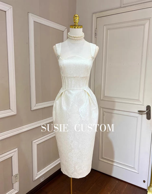 High-definition temperament retro jacquard strap tube top large rhinestone buckle stitch stripe waist bud split dress skirt