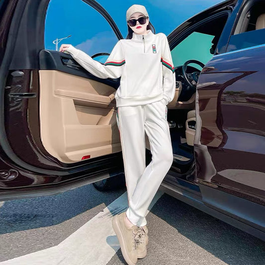 Hong Kong style high-end sports suit women's autumn 2022 new loose sweatpants fashion casual sweater two-piece set 1676