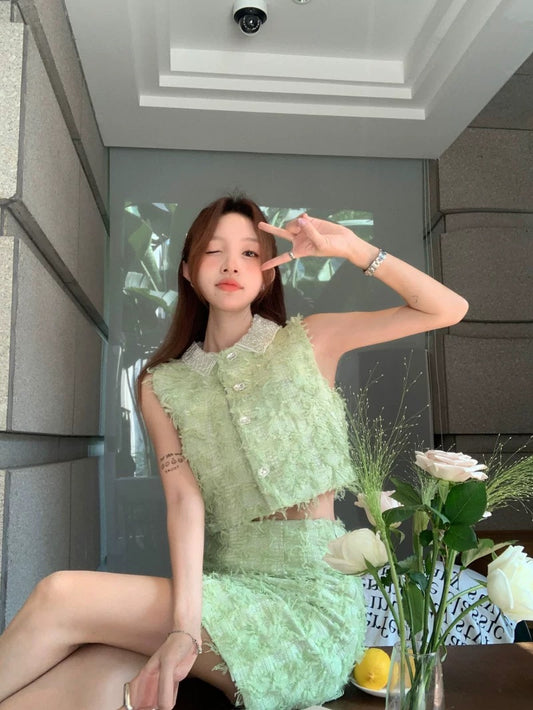 Xiaoxiangfeng short camisole women's summer sweet hot girl temperament cardigan vest high-quality top outer wear