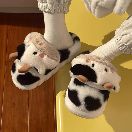 Autumn and winter cute cotton slippers ladies home indoor household thick bottom non-slip warm plush postpartum confinement shoes winter