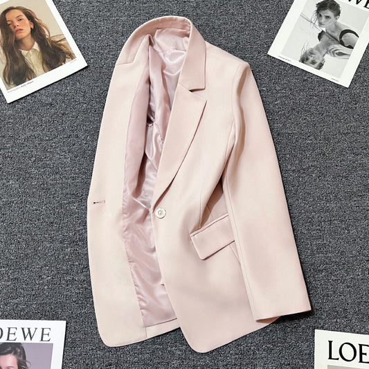 Pale pink suit jacket women's 2023 early spring new design sense Korean version casual temperament fashion trend suit