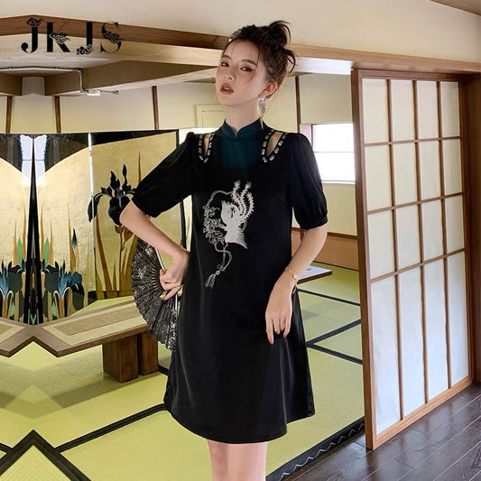 Improved version of cheongsam women's summer young girly temperament high-end 2022 new Chinese style women's dress 1535
