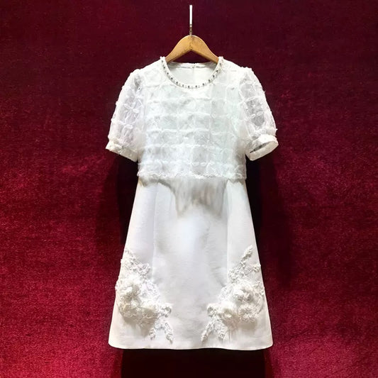 Temperament celebrity heavy industry design sense niche short-sleeved waist dress female fairy high-end summer 2022 new