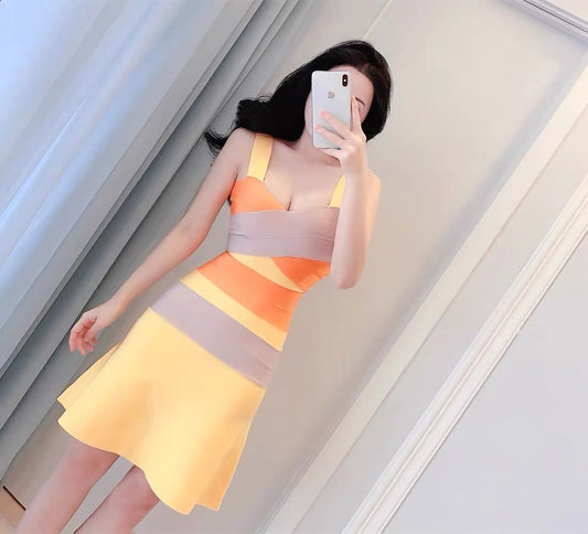 Contrast A Swing Slim Slip Dress