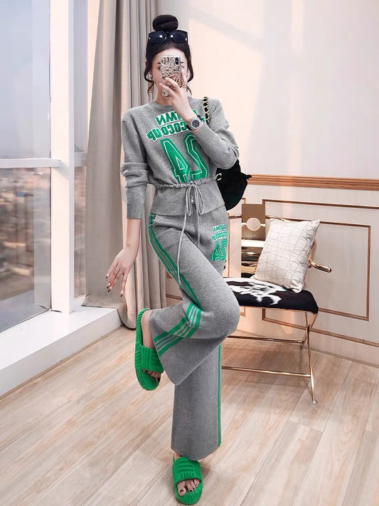 Sports two-piece fashion Western-style running women's clothing autumn 2022 new sweater sweater pants casual fashion suit