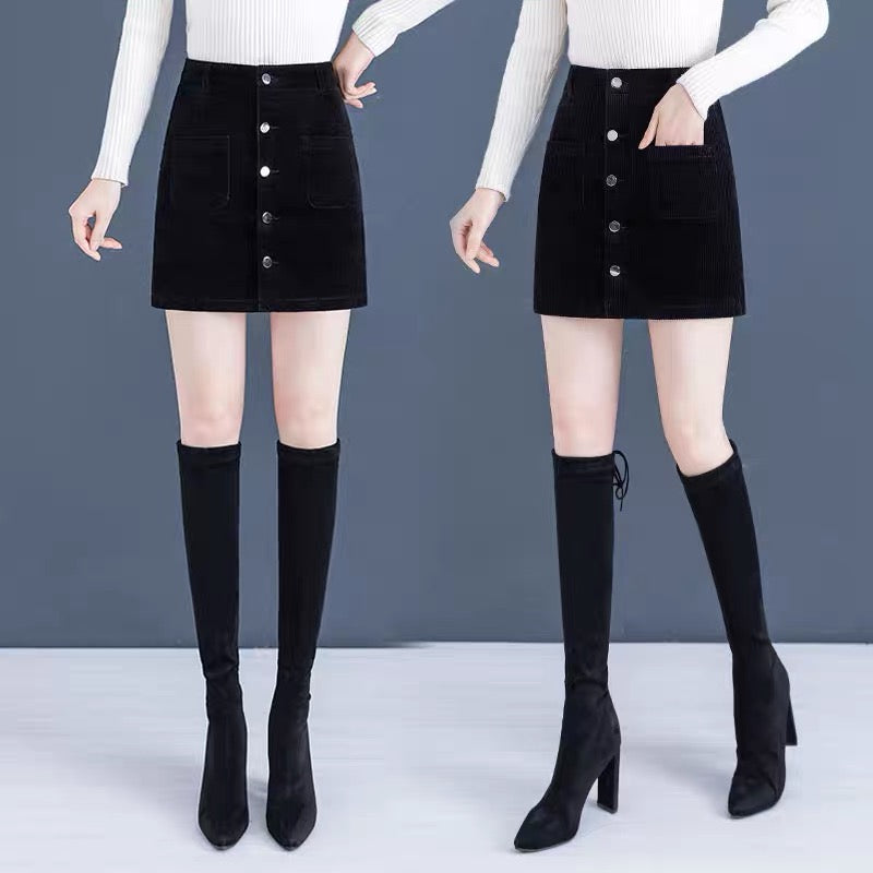 Corduroy skirt women's autumn and winter skirt corduroy skirt high waist thin skirt 2022 new fashion skirt winter