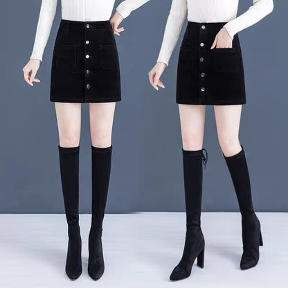Corduroy skirt women's autumn and winter skirt corduroy skirt high waist thin skirt 2022 new fashion skirt winter