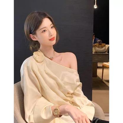 2ND STUDIOS off-the-shoulder top female celebrity temperament high-end 2022 autumn new niche royal sister fan