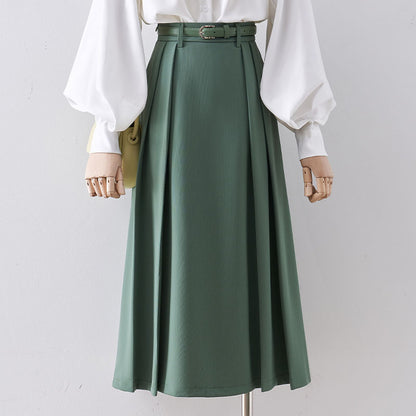 Skirt female small man 2022 spring new high waist slim mid-length a-line skirt big swing umbrella skirt casual