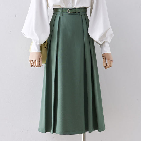 Skirt female small man 2022 spring new high waist slim mid-length a-line skirt big swing umbrella skirt casual