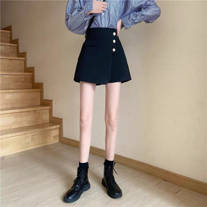 Fat mm autumn and winter new Korean fashion irregular culottes women's high waist slimming outerwear suit a-line wide-leg boots pants