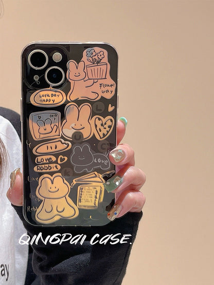 Light faction suitable for Apple 13 mobile phone case new iphone14pro laser cartoon rabbit 12 female 11 creative 14pm cute Japanese and Korean style Internet celebrity fun all-inclusive anti-fall hard shell protective cover male