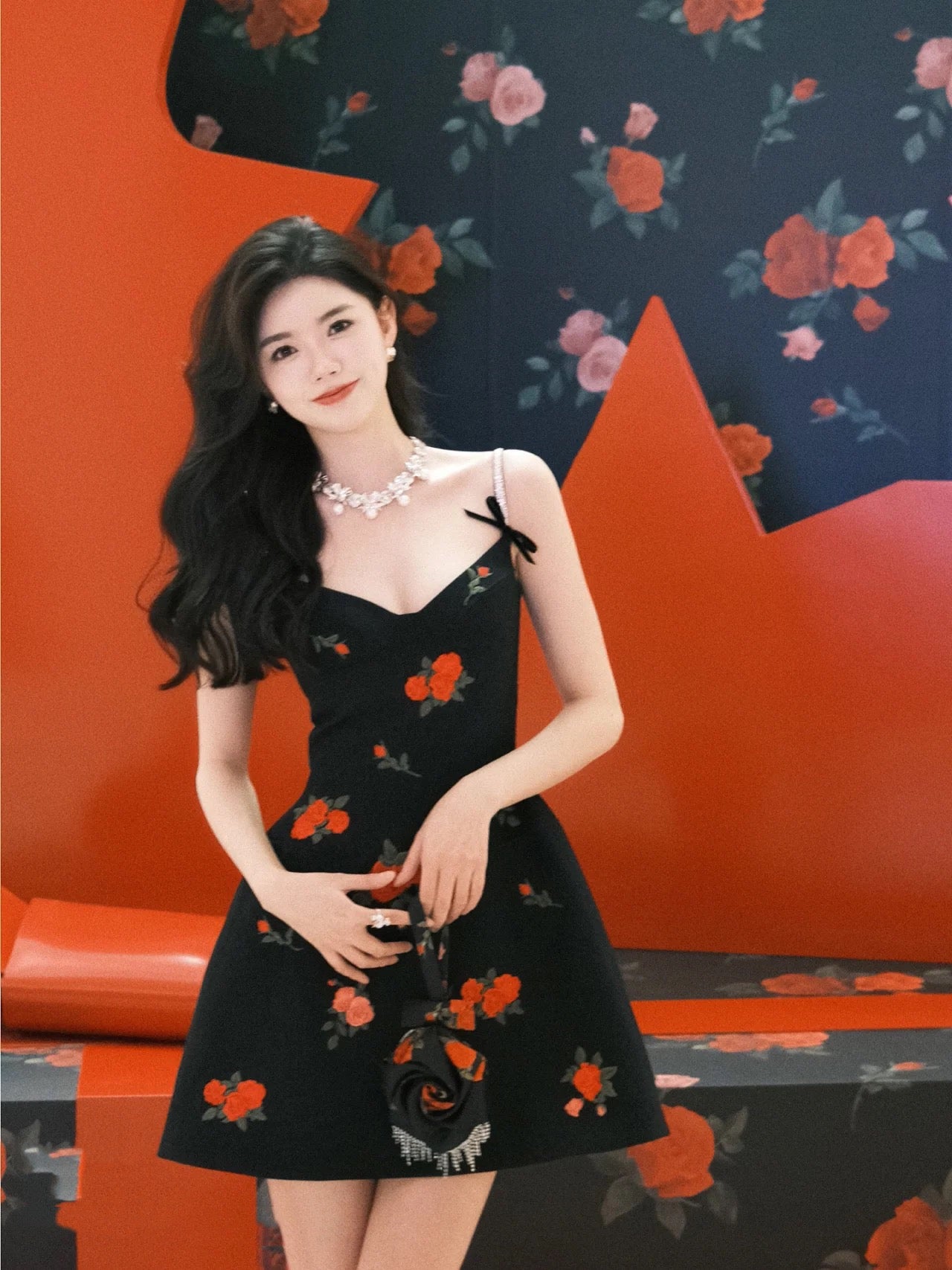 MOXIMOXI Rose Spring Lolita Rose Embroidery Belt Diamond Corset Slim Suspender Dress