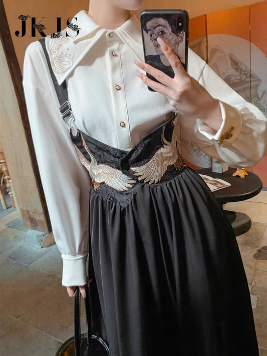Strap skirt 2022 new autumn embroidery new Chinese skirt two-piece Chinese style women's high-end dress 1529