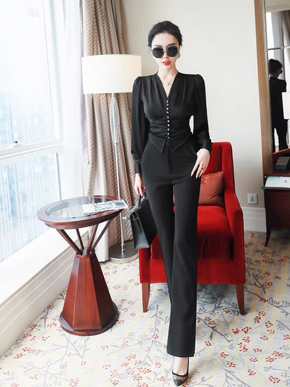 2022 new ladies haute couture professional suit female autumn royal sister capable shirt suit pants fashion two-piece suit