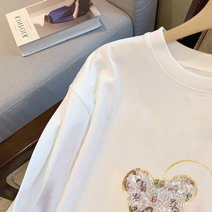 White t-shirt women's short-sleeved summer design feeling niche loose cotton bear love foreign style age-reducing top ins tide