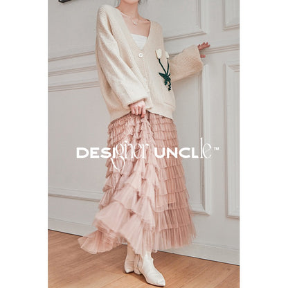 Designer Uncle Skirt Women's Autumn and Winter Retro Gentle Style Mesh Cake Dress is Popular This Year