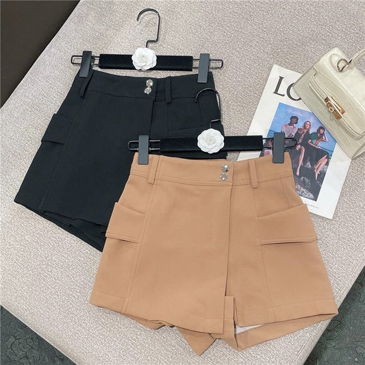 2022 summer new western style wild American hot girl solid color work decoration high waist sexy hot pants shorts women 1631