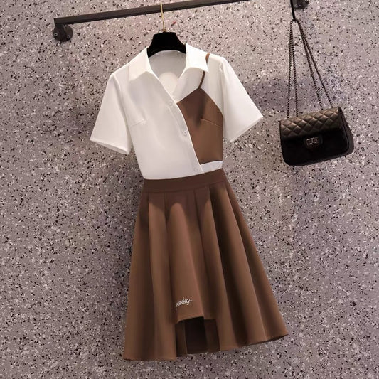 Large size women's clothing 2021 new summer clothing fat sister mm is thin + irregular