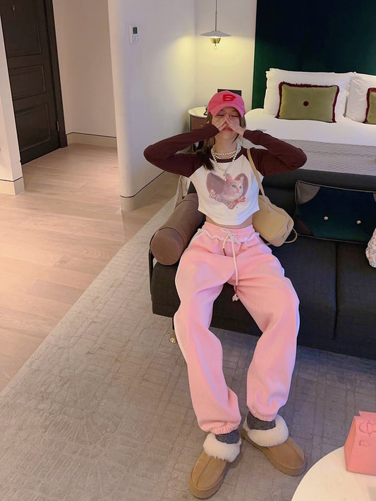 Thebestxue Korean version of the rainbow half-high collar striped hair love button milk whirr soft waxy wind sweater women autumn and winter