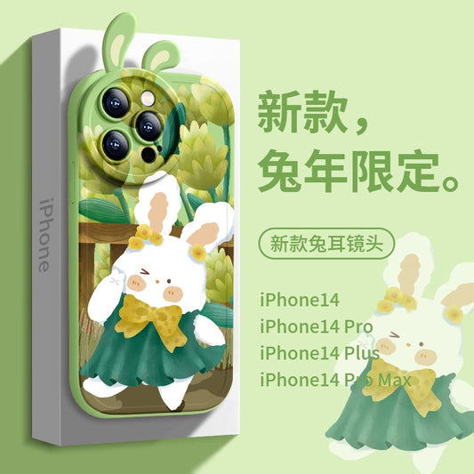 Photo rabbit is suitable for Apple 14pro mobile phone case iPhone14/13pro female new 14promax all-inclusive anti-fall 12pro cute rabbit ears 12 small fresh 13 silicone advanced trendy cover