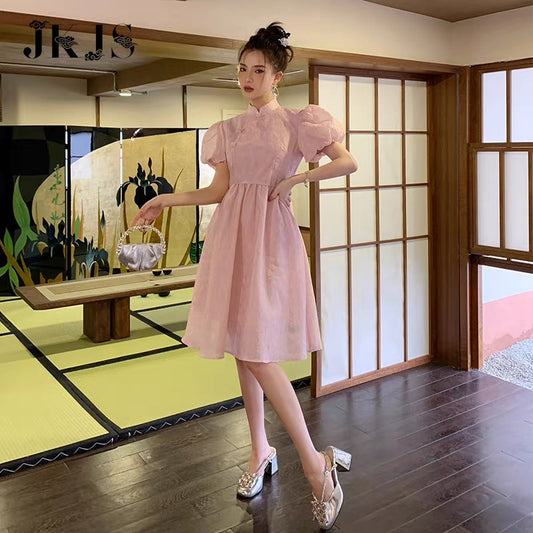 National tide cheongsam improved female summer young girl fashion Chinese style women's retro Republic of China new Chinese dress 1528