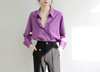 TRR full of quiet beauty to the heart fashion long-sleeved oversize loose purple shirt women's design top