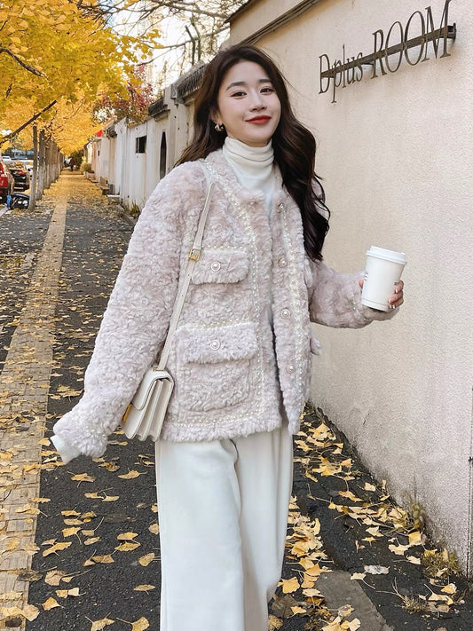 Xiaoxiangfeng lamb wool coat women's autumn and winter 2022 new Korean style high-end fashionable temperament fur coat