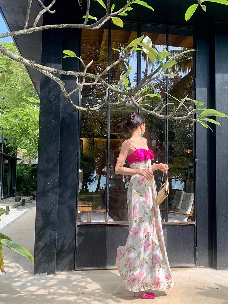 Xiaoli Niao Tingting Floral Suspender Dress Spring and Summer New Tea Break French High-quality Seaside Vacation Dress