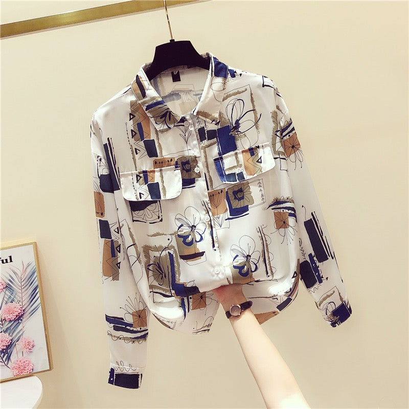 Retro Hong Kong style shirt women 2022 new summer Korean version loose design sense niche shirt sun protection top tide