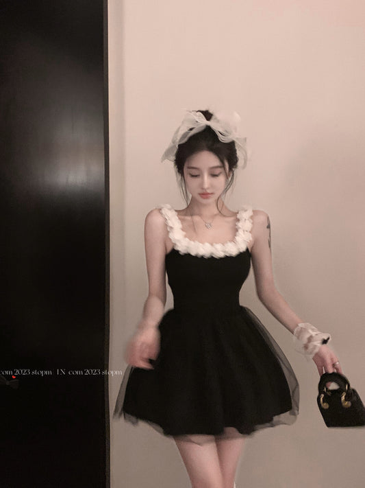 Ballet style black suspender dress fairy summer French skirt high-end temperament princess tutu skirt skirt
