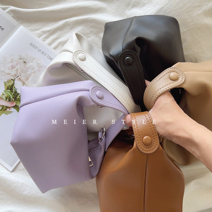 Korean ins macaron soft leather dumpling bag mini handbag fashion all-match single shoulder Messenger bag bucket bag female