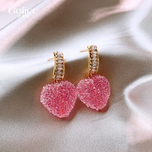 Full of love ins peach heart earrings 2022 new trendy temperament high-end cute earrings earrings female autumn