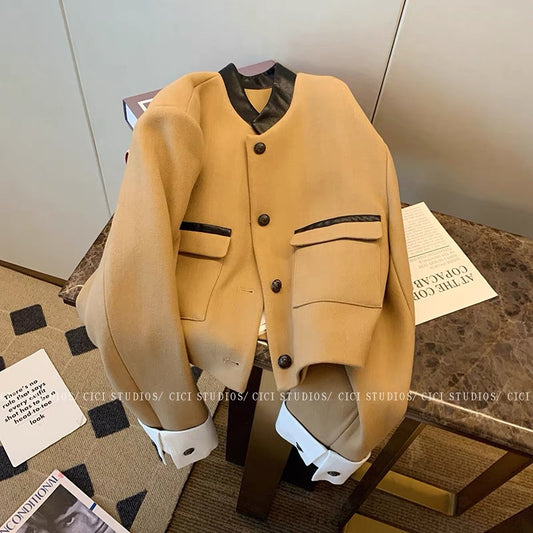 British style khaki short coat women's autumn 2022 new high-end French retro all-match thin top 1473