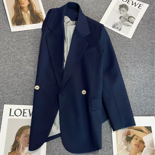 Navy blue suit jacket female 2022 autumn new Korean version casual commuting high-end net red fried street suit 1759