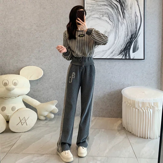 European goods high-end sports and leisure suits women's summer 2022 new short-sleeved fashion temperament Western-style wide-leg pants two-piece set