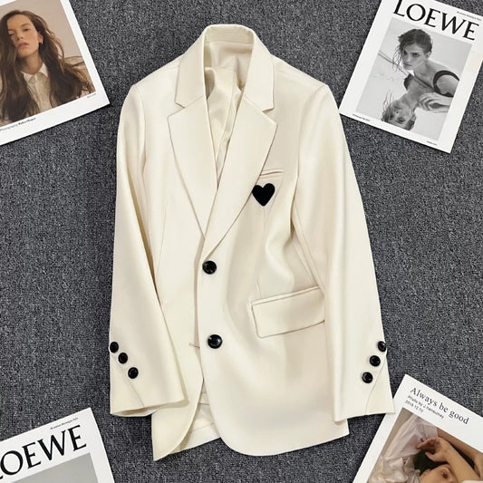 Off-white suit jacket female 2022 autumn new design Korean version casual fried street fashion niche suit 1734