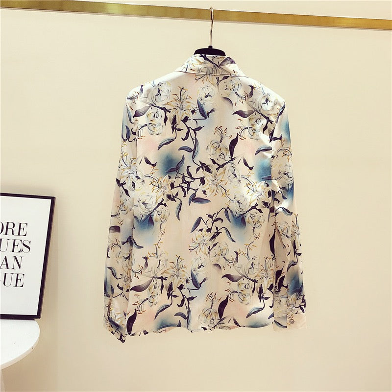 Printed chiffon shirt female design sense 2022 early autumn new fashio –  Lee Nhi Boutique