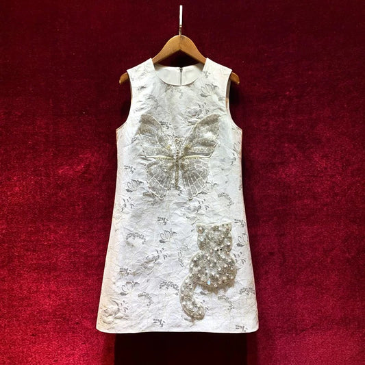 Celebrity temperament high-end heavy industry beading light luxury a-line skirt dress summer small figure is thin and covers the crotch 2020 new
