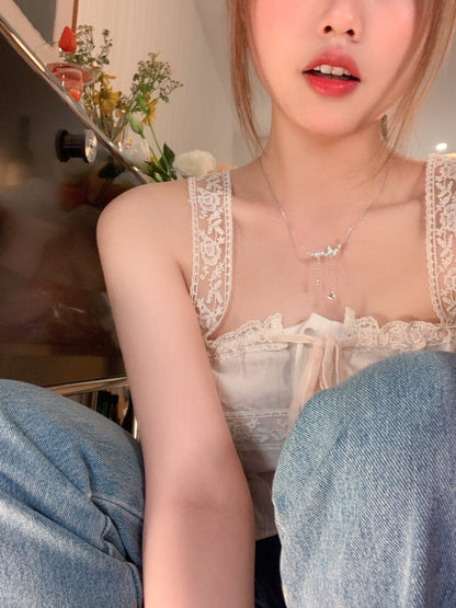 Super Fairy Temperament Butterfly Tassel Necklace Women's Light Luxury Niche Necklace Design Sense of Advanced Exquisite Versatile Clavicle Chain