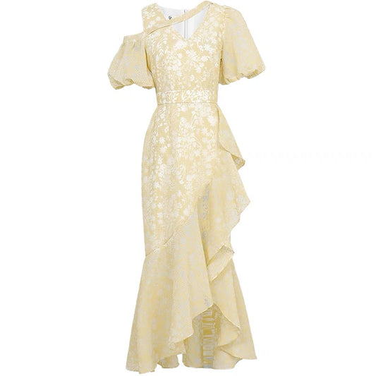 Summer women's clothing 2022 new temperament sexy off-the-shoulder slim waist slim fishtail dress long skirt skirt women