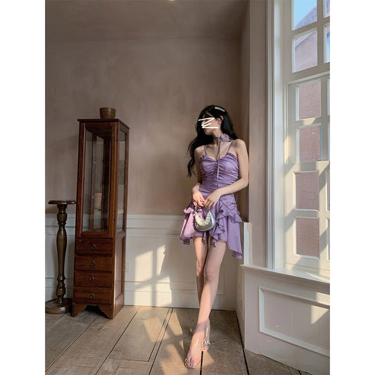 Aunt Barbie Sling Dress Women's Summer New Design Chiffon Vacation Fairy Girls Birthday Skirt Waist Skirt