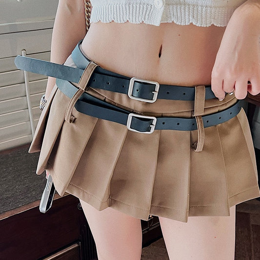 Spring and summer new pleated skirt pure desire hot girl waist miniskirt 2023 new all-match thin a-line skirt