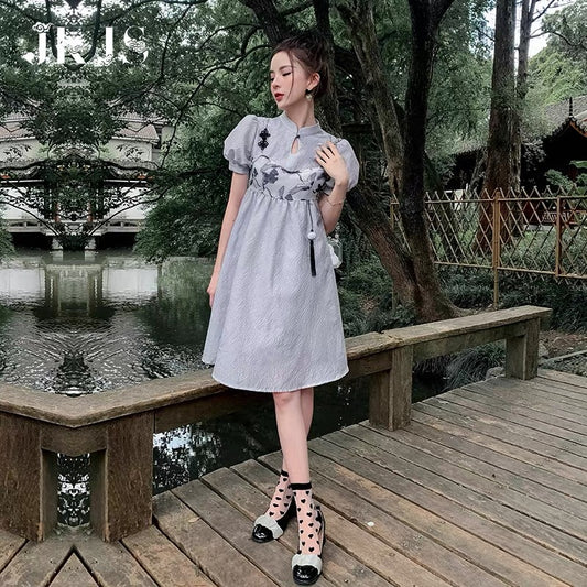 JKJS cheongsam 2022 new women's summer temperament high-end girl Chinese style women's improved new Chinese dress 1522