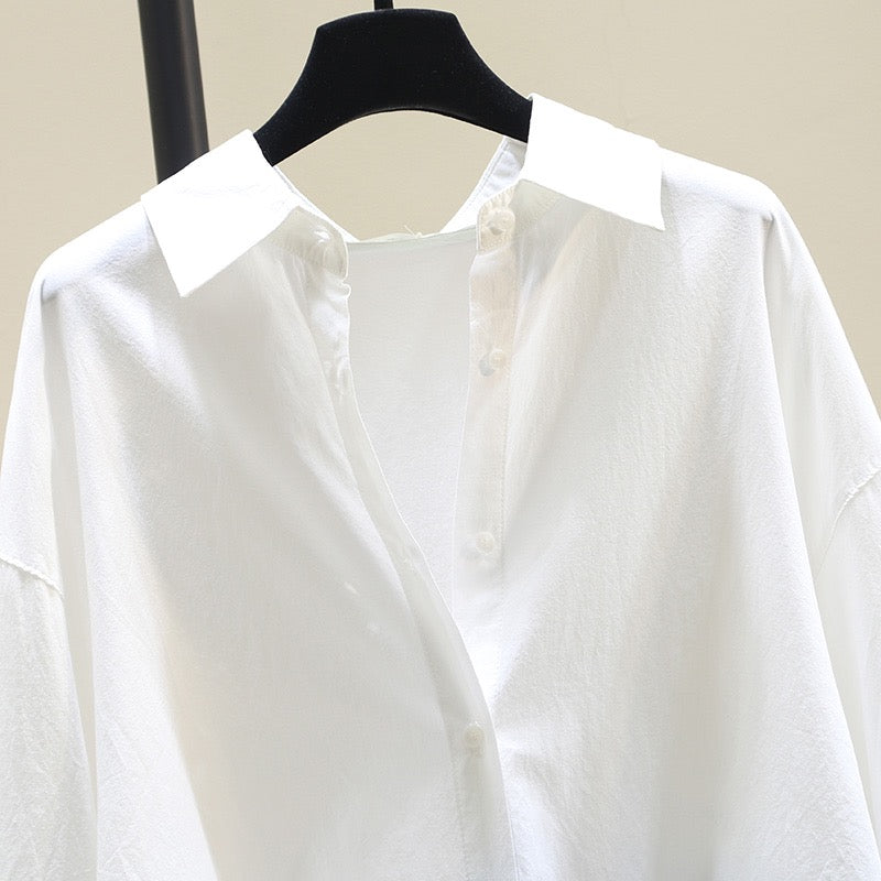 White Gradient Sunscreen Shirt Women's 2023 Spring New Korean Style Design Sense Niche Shirt Mid-length Top