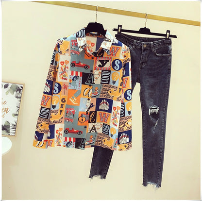 Chiffon shirt women's long-sleeved 2022 early autumn new Korean version loose retro Hong Kong flavor lazy wind top floral shirt